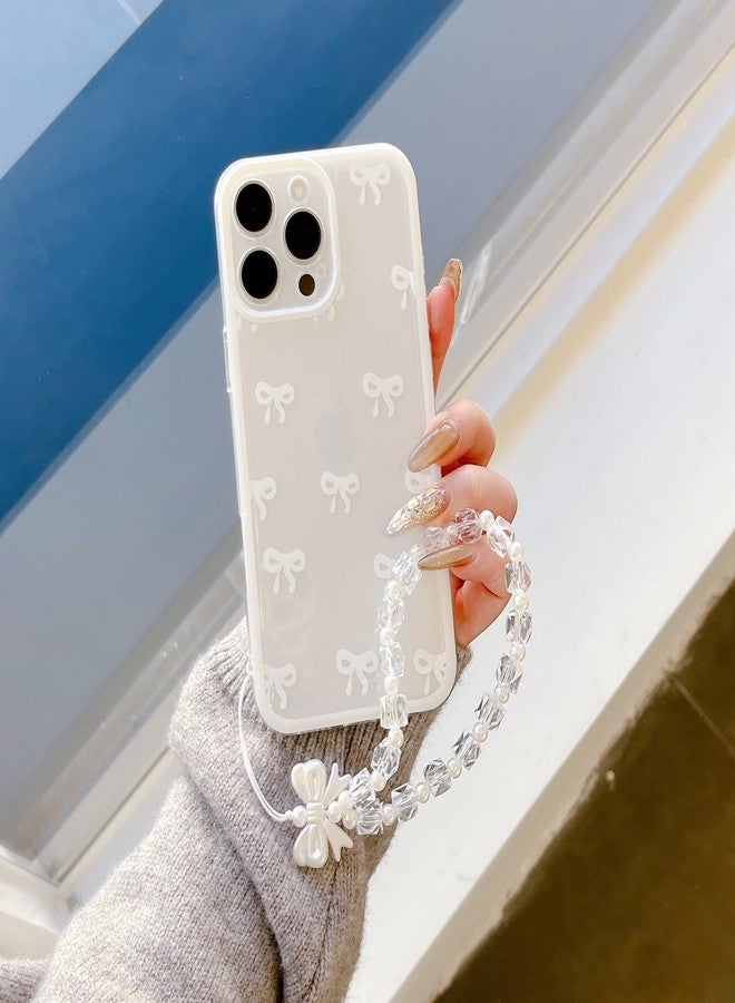 EYZUTAK جراب EYZUTAK لهاتف iPhone 17 Pro Max، جراب هاتف شفاف بتصميم أنيق مزين بفيونكة وشريط، مع سلسلة سوار ساحرة، يوفر حماية بارزة للكاميرا، غطاء واقٍ أنيق وناعم ومتين من مادة TPU للنساء والفتيات - أبيض - Image 4