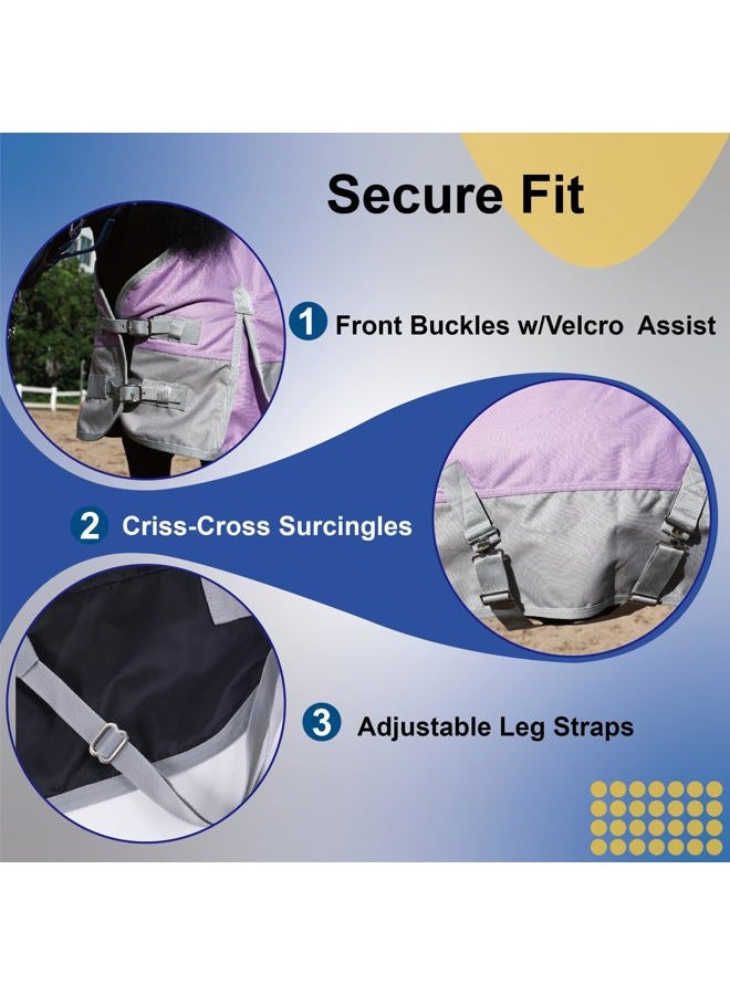 Gallopoff 1200D Ripstop Mini Horse/Pony Blanket, Medium Weight 200g Fill - Waterproof Breathable Warm Winter Turnout Blanket for Foal/Weanling/Yearling/Donkey/Mule Violetgrey 36 - Image 5