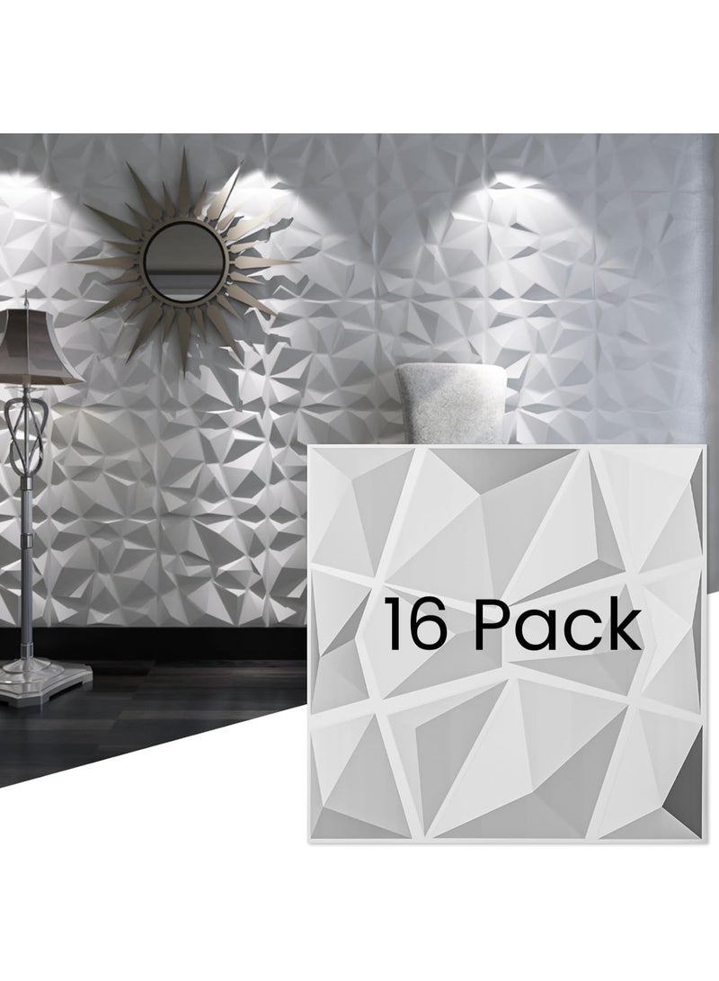 TRASSLE لوحة تصميم الماس ثلاثية الأبعاد للديكور الداخلي، غرفة المعيشة، خلفية جدار التلفاز، غرفة النوم، إعداد الألعاب، 30x 30 سم (أبيض 16 عبوة) - Image 1