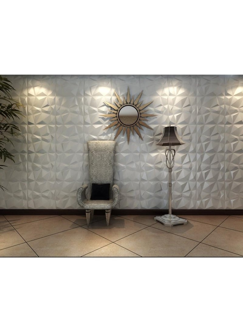 TRASSLE لوحة تصميم الماس ثلاثية الأبعاد للديكور الداخلي، غرفة المعيشة، خلفية جدار التلفاز، غرفة النوم، إعداد الألعاب، 30x 30 سم (أبيض 16 عبوة) - Image 4