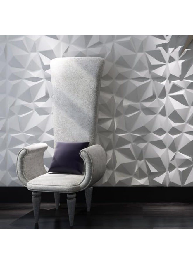 TRASSLE لوحة تصميم الماس ثلاثية الأبعاد للديكور الداخلي، غرفة المعيشة، خلفية جدار التلفاز، غرفة النوم، إعداد الألعاب، 30x 30 سم (أبيض 16 عبوة) - Image 2