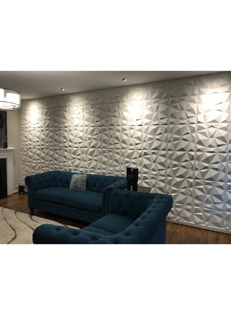 TRASSLE لوحة تصميم الماس ثلاثية الأبعاد للديكور الداخلي، غرفة المعيشة، خلفية جدار التلفاز، غرفة النوم، إعداد الألعاب، 30x 30 سم (أبيض 16 عبوة) - Image 3