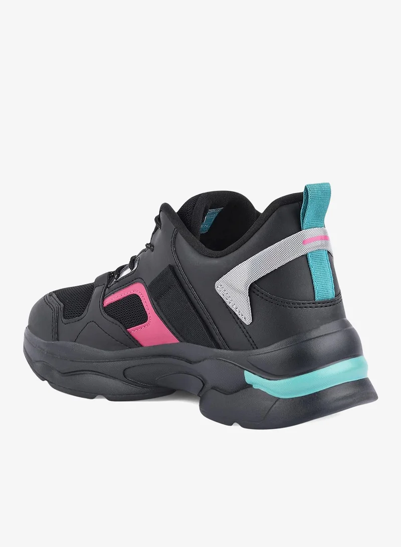 CAMPUS Blk/Rani Campus Women's Sport Sneakers – Breathable, Cushioned, Lace-Up – Black/Pink for Women | Best Price UAE