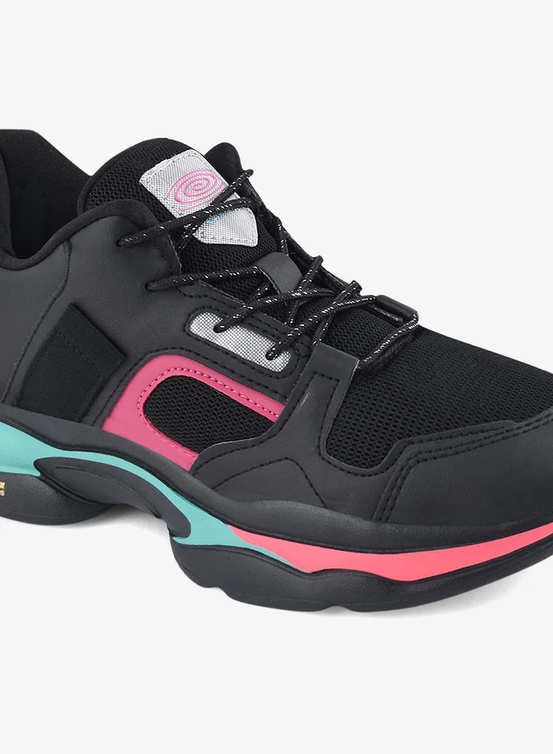 CAMPUS Blk/Rani Campus Women's Sport Sneakers – Breathable, Cushioned, Lace-Up – Black/Pink for Women | Best Price UAE