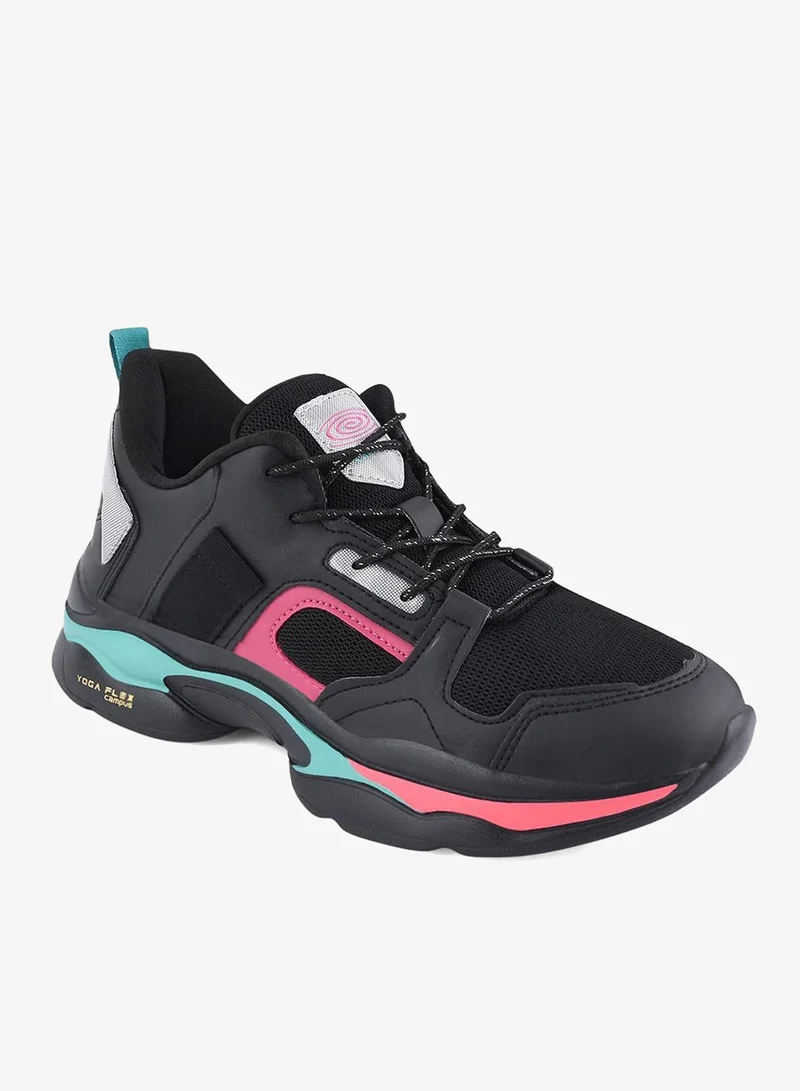 CAMPUS Blk/Rani Campus Women's Sport Sneakers – Breathable, Cushioned, Lace-Up – Black/Pink for Women | Best Price UAE