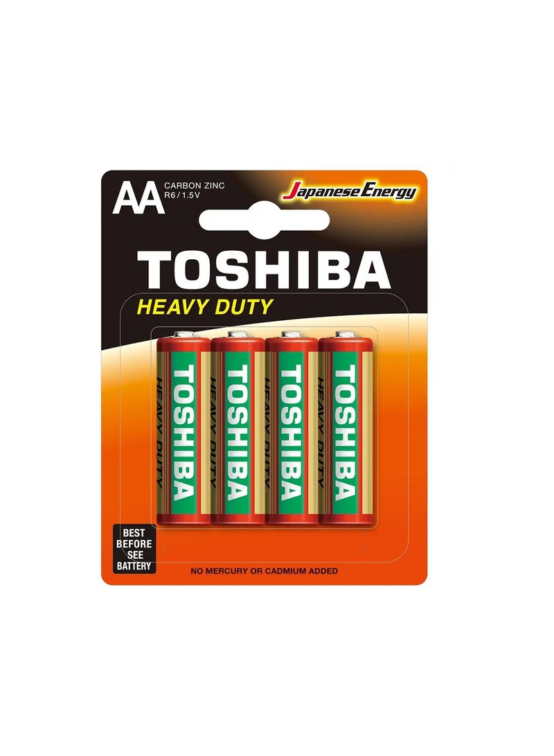 Toshiba Heavy Duty R6 Aa 1.5V Carbon Zinc Battery Pack Of 4 Pcs