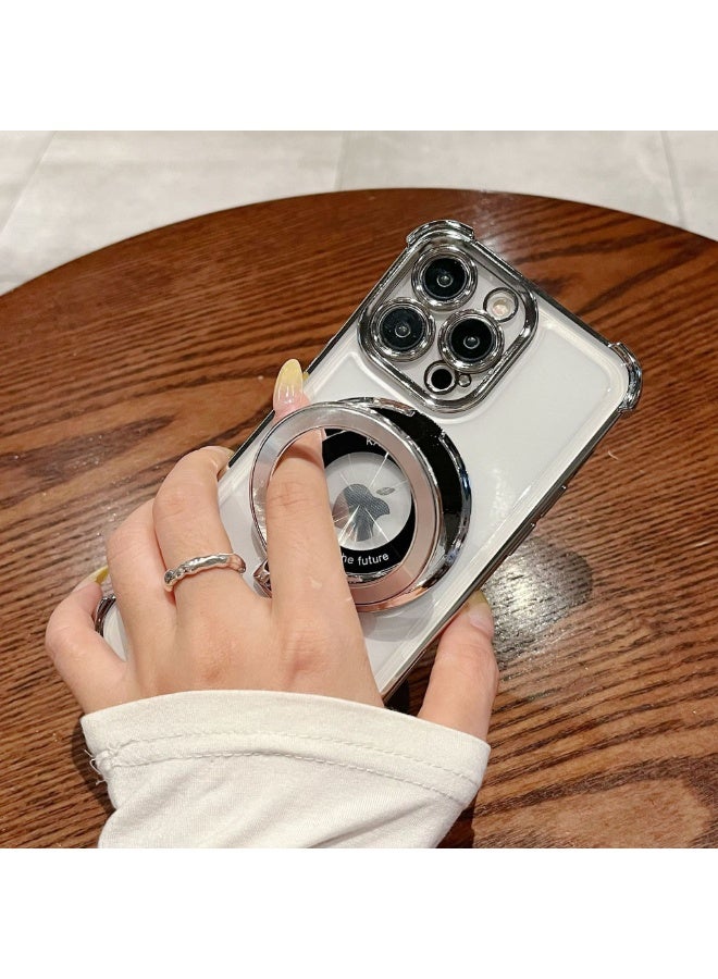 NIBEMINENT Electroplated Magnetic Suction Protection Case With Magsafe For IPhone 15, Silver - Image 1