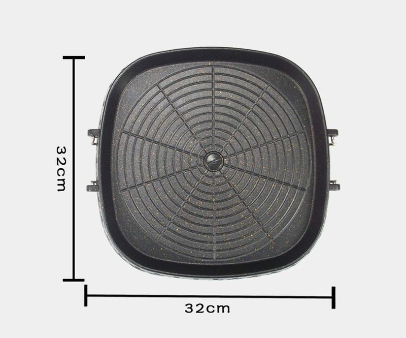CHYIR Korean Style Square Grill Pan with Maifan Coated Surface,Non-stick Smokeless Barbecue Stovetop Plate for Indoor Outdoor BBQ 32x32cm/12.5x12.5in - Image 3