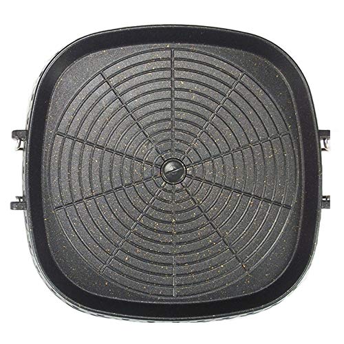 CHYIR Korean Style Square Grill Pan with Maifan Coated Surface,Non-stick Smokeless Barbecue Stovetop Plate for Indoor Outdoor BBQ 32x32cm/12.5x12.5in - Image 1