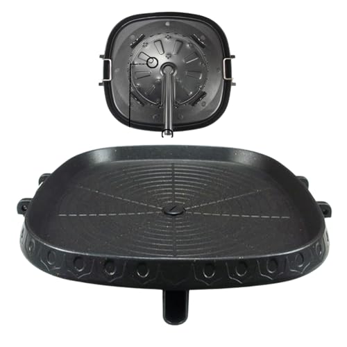 CHYIR Korean Style Square Grill Pan with Maifan Coated Surface,Non-stick Smokeless Barbecue Stovetop Plate for Indoor Outdoor BBQ 32x32cm/12.5x12.5in - Image 5