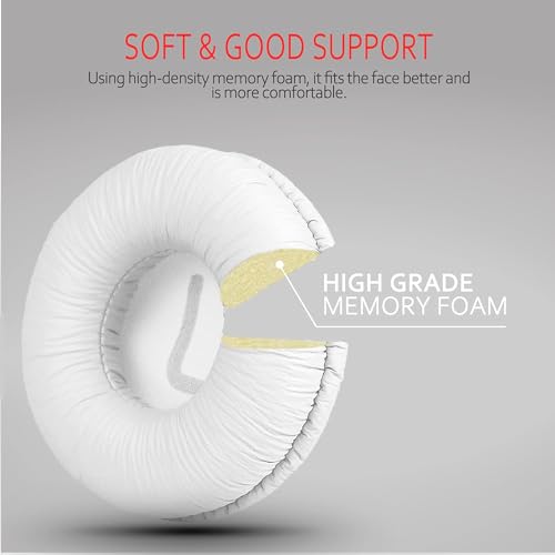 Street27® Earpad Cushion Compatible with JBL C300SI, T250SI, T450, T460BT, T600, T500BT, 520BT Headphones, Frog Leather & Soft Memory Foam 70mm Ear Pads Cushions (White) - Image 3