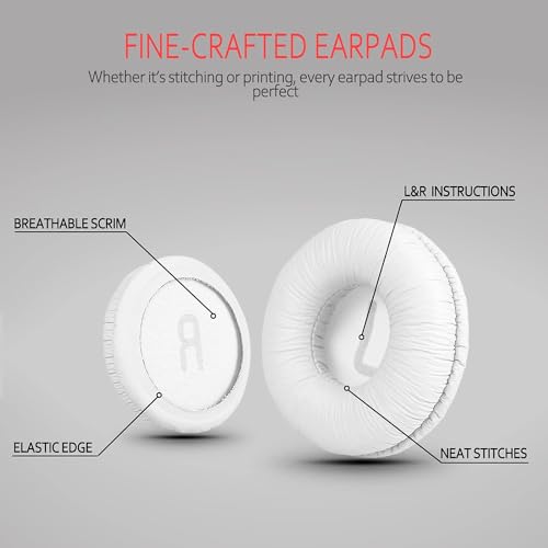 Street27® Earpad Cushion Compatible with JBL C300SI, T250SI, T450, T460BT, T600, T500BT, 520BT Headphones, Frog Leather & Soft Memory Foam 70mm Ear Pads Cushions (White) - Image 4