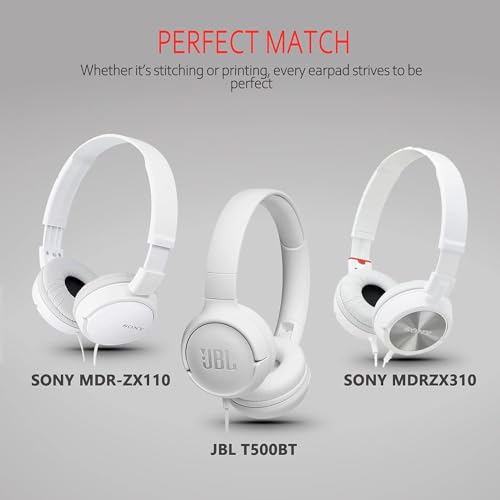 Street27® Earpad Cushion Compatible with JBL C300SI, T250SI, T450, T460BT, T600, T500BT, 520BT Headphones, Frog Leather & Soft Memory Foam 70mm Ear Pads Cushions (White) - Image 5