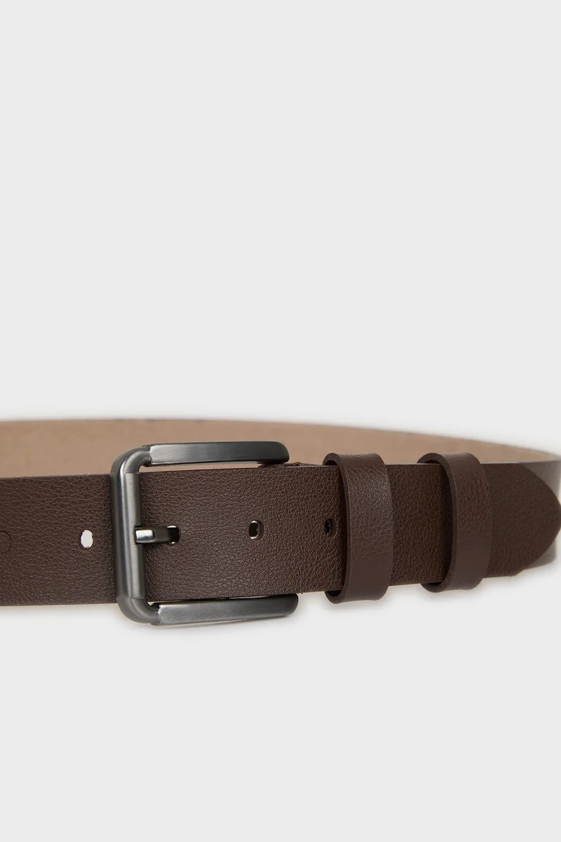 ديفاكتو Man Rectangular Hair Clip Faux Leather Denim Belt