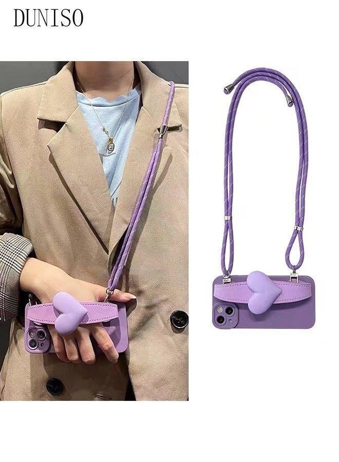 DUNISO iPhone 14 Pro MAX Phone Case 6.7" Full Body Protective Phone Cover With Crossbody Strap Anti-fall Phone Case Built-in Screen and Camera Protector For Apple 14 Pro MAX Phone Case - Image 2