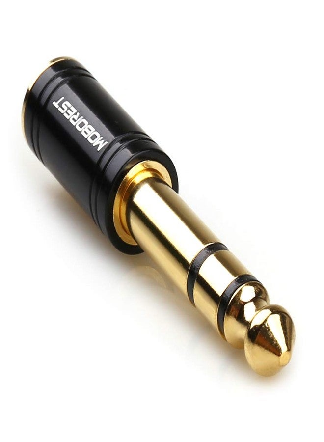 MOBOREST 1/4'' (6.35mm) Male TRS Plug to 1/8'' (3.5mm) Female Socket Stereo Audio Jack Pure Copper Adapter for Headphone, Amp, Adapte - Black 1PCS - Image 1