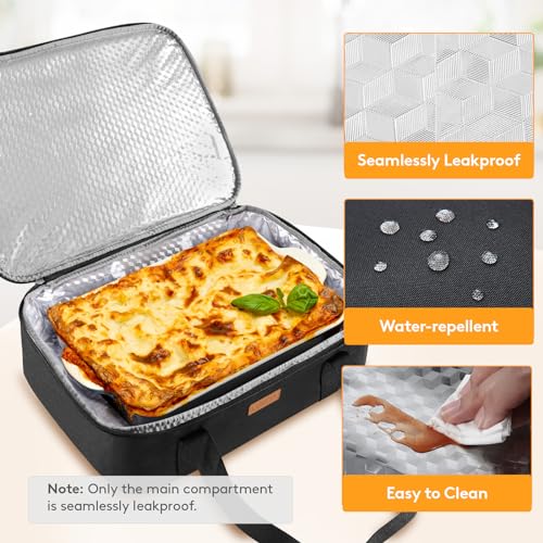 LUNCIA Insulated Casserole Carrier for Hot or Cold Food, Lasagna Lugger Tote for Potluck Parties/Picnic/Cookouts, Fits 9"×13" Baking Dish, Black - Image 5
