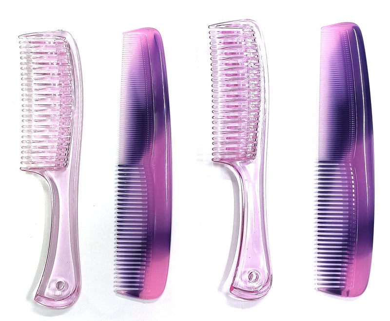 MAPLE Grooming Multicolor Hair Combs For Women Combo Set Assorted, Pack of 4 (PURPLE) - Image 1