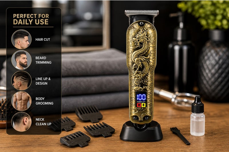 VENDIX Professional Hair Trimmer Rechargeable Cordless Beard Trimmer LED Display USB Fast Charge Precision Cutting Machine for Men - Image 2