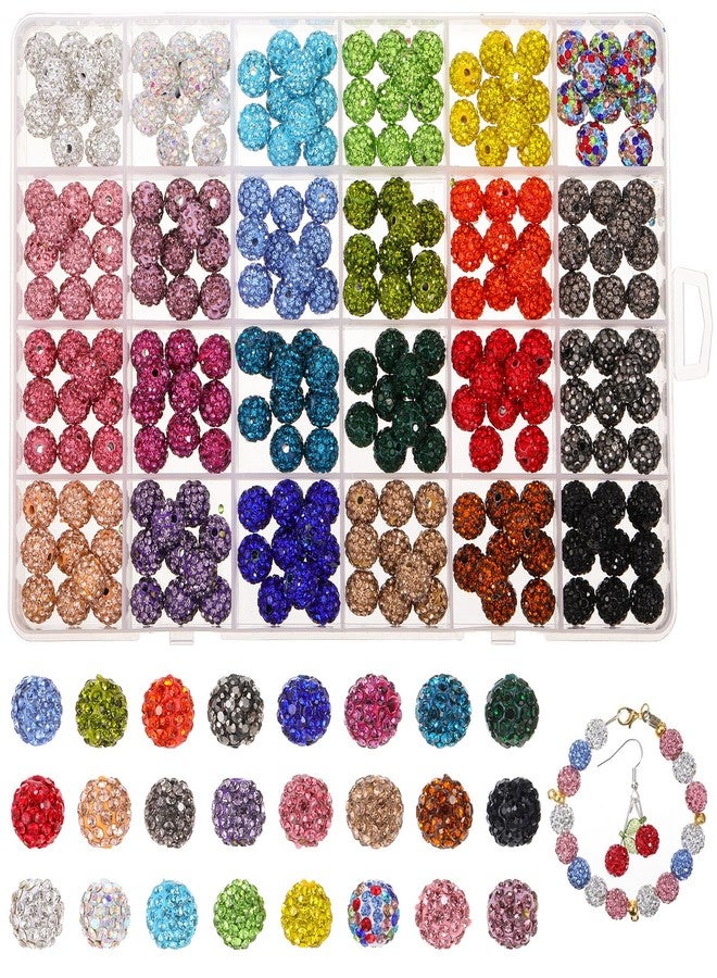 Prasacco 240pcs 10mm Rhinestone Beads for Jewelry Making, 24 Colors Sparkle Round Disco Ball Beads Bulk, Shiny Crystal Clay Bead for Jewelry Making, Bracelet, Necklace, Earring Crafting - Image 1