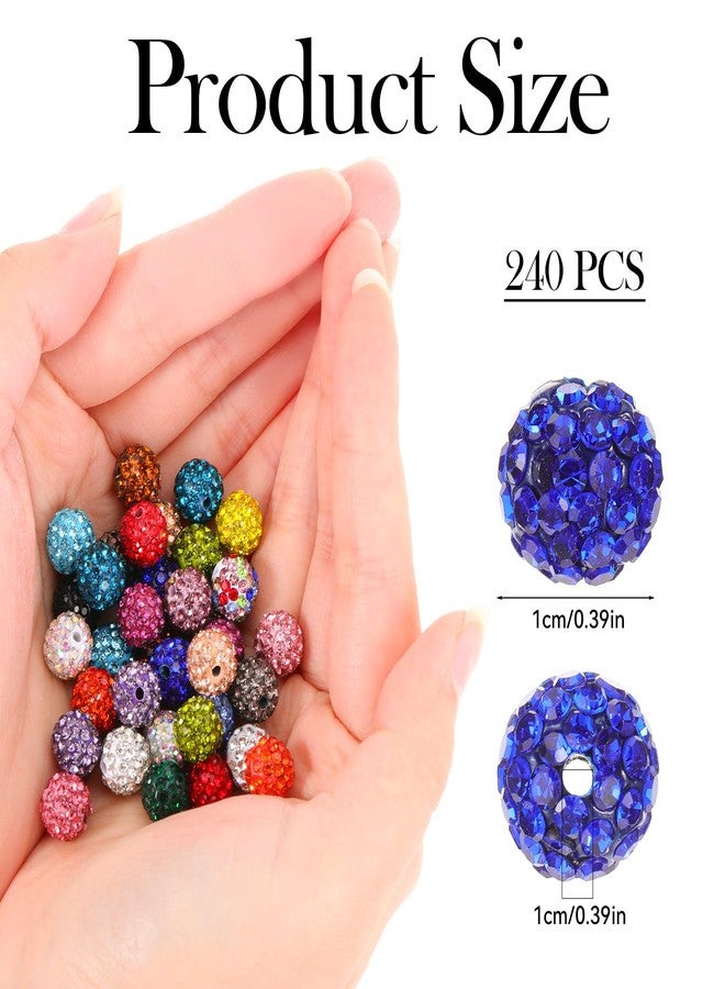 Prasacco 240pcs 10mm Rhinestone Beads for Jewelry Making, 24 Colors Sparkle Round Disco Ball Beads Bulk, Shiny Crystal Clay Bead for Jewelry Making, Bracelet, Necklace, Earring Crafting - Image 2