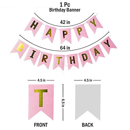 SOI (34 Pcs) Birthday Decoration Items For Girl | Pink Golden Balloons For Decoration | Pink And Gold Balloons For Birthday Decoration - Image 3