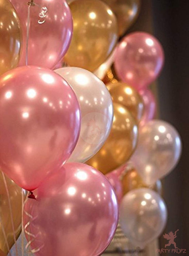 SOI (34 Pcs) Birthday Decoration Items For Girl | Pink Golden Balloons For Decoration | Pink And Gold Balloons For Birthday Decoration - Image 2