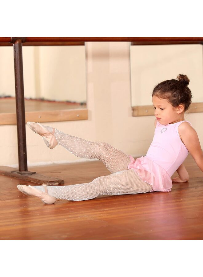 2 زوج من جوارب شبكية للفتيات جوارب شبكية لامعة للأطفال (أسود، أبيض، S) - Image 4