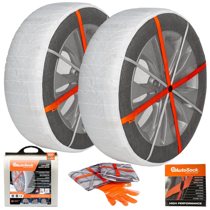 AutoSock for Passenger Vehicles HP600 Snow Socks for Tires Pack of 2