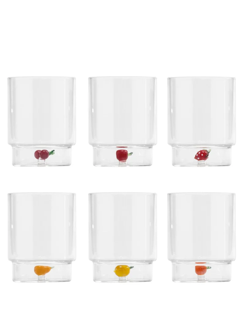 Zafferano Teca Frutta Glass Tumbler Assorted Symbol (6)