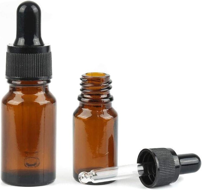 ericotry 12 PCS Refillable 10ML Amber Glass Droppers Essential Oil Bottles Aromatherapy Cosmetics Elite Fluid Container Jar Pot Holder with Glass Eye Dropper and Black Caps - Image 4