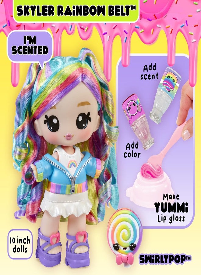 Yummiland Large Doll + Lip Gloss Pet - Skyler Rainbow Belt, with DIY Lip Gloss Kit, Ages 4+ - Image 3