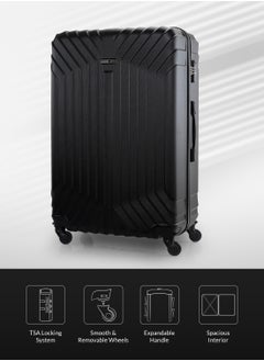 PARAJOHN Winso 2-Piece ABS Hardside Spinner Luggage Trolley Set Black  - Image 2