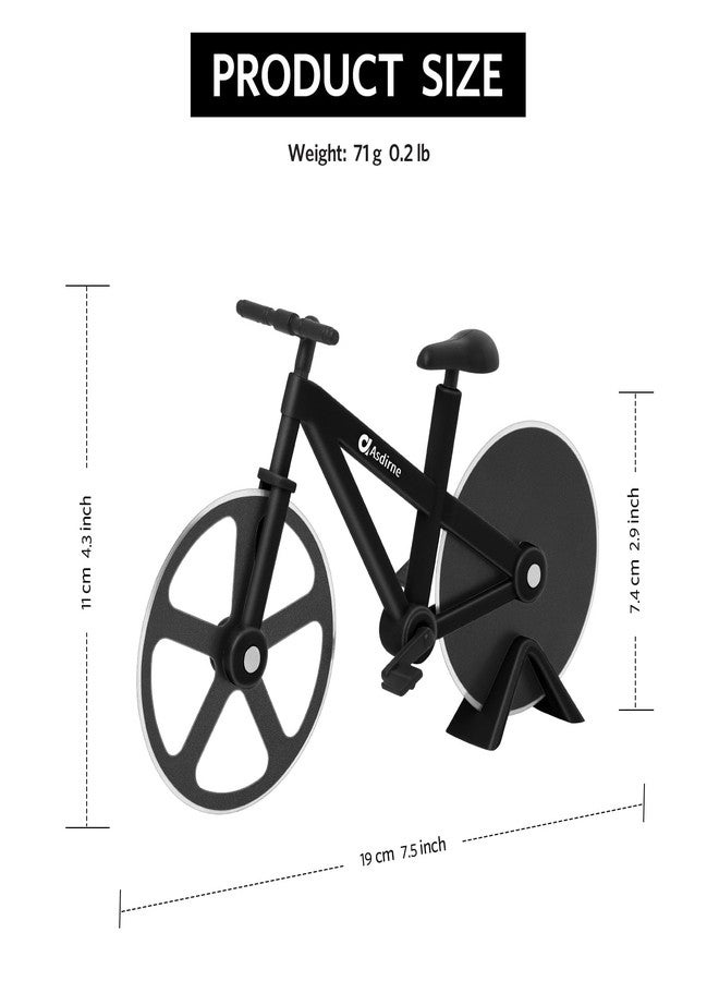 Asdirne Pizza Cutter, Bicycle Pizza Cutter Wheel with Non-Stick Stainless Steel Super Sharp Blades, Novelty Gift, 7.5", Black - Image 4