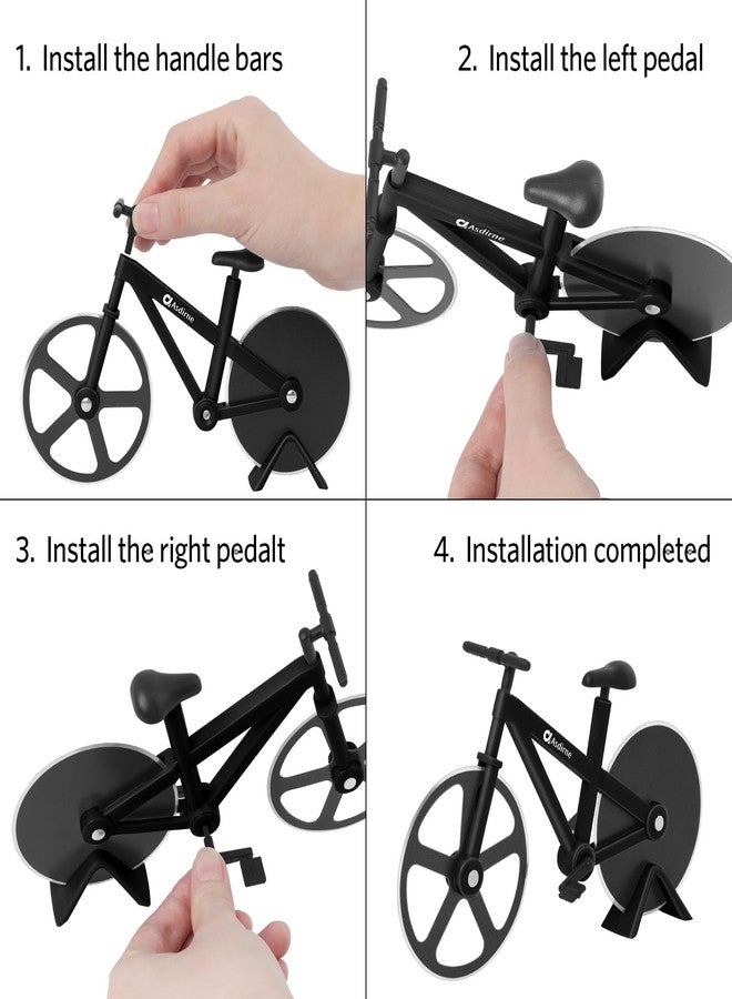 Asdirne Pizza Cutter, Bicycle Pizza Cutter Wheel with Non-Stick Stainless Steel Super Sharp Blades, Novelty Gift, 7.5", Black - Image 5