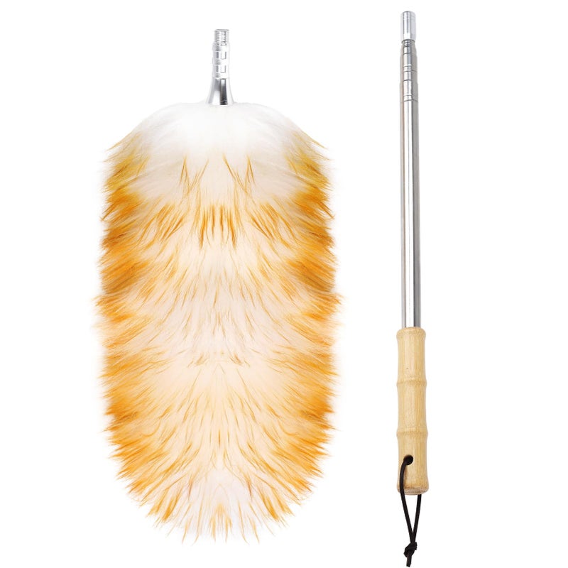 FeelfunFeather Feathers DusterLong Telescoping Lambswool Dusters with Stainless Steel Extension Pole Up to 878 for Cleaning High Ceiling Fan High CeilingsFurnitureHard to Reach Areas - Image 3