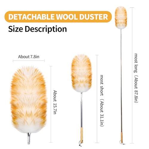 FeelfunFeather Feathers DusterLong Telescoping Lambswool Dusters with Stainless Steel Extension Pole Up to 878 for Cleaning High Ceiling Fan High CeilingsFurnitureHard to Reach Areas - Image 5