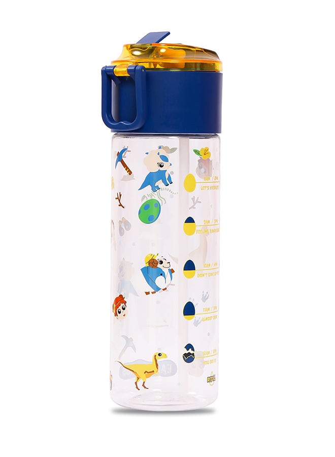 Eazy Kids Tritan Water Bottle with Snack Box T-Rex Blue 450ml  - Image 1