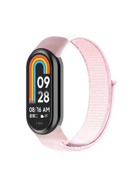 Nylon Strap Compatible with Xiaomi Mi Band 9/Mi Band 8 Soft Adjustable Band for Men and Women,Pink