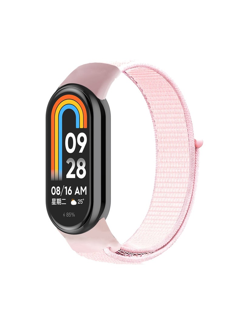 Nylon Strap Compatible with Xiaomi Mi Band 9/Mi Band 8 Soft Adjustable Band for Men and Women,Pink  - Image 1