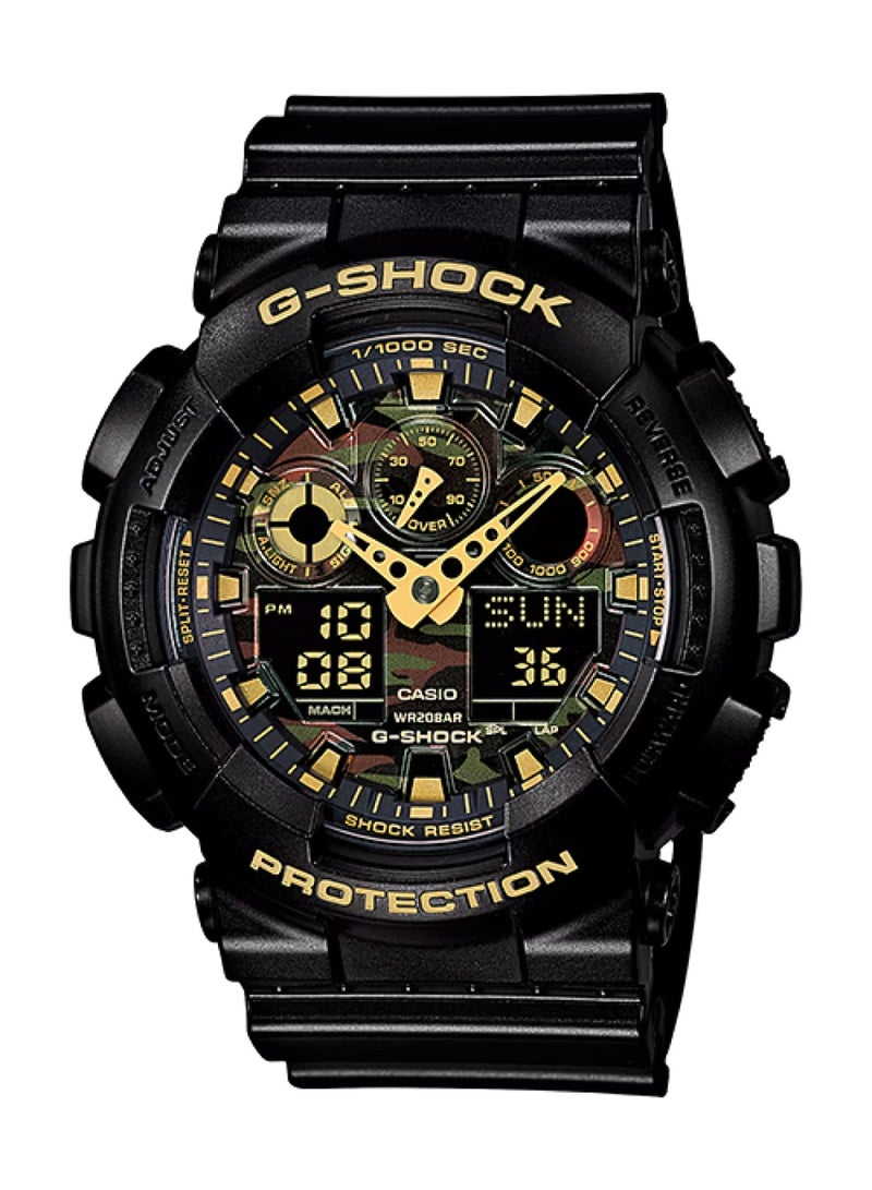 كاسيو ساعة كاسيو جي-شوك ​​GA-100CF-1A9JF سوداء اللون، رقمية تناظرية، للرجال - Image 1