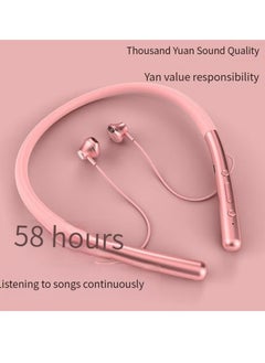 General New Sports Bluetooth Headset Hanging Neck Type Wireless Magnetic Suction Ear Type Universal Ultra-Long Battery Life Magnetic Suction Waterproof Headset Pink  - Image 2