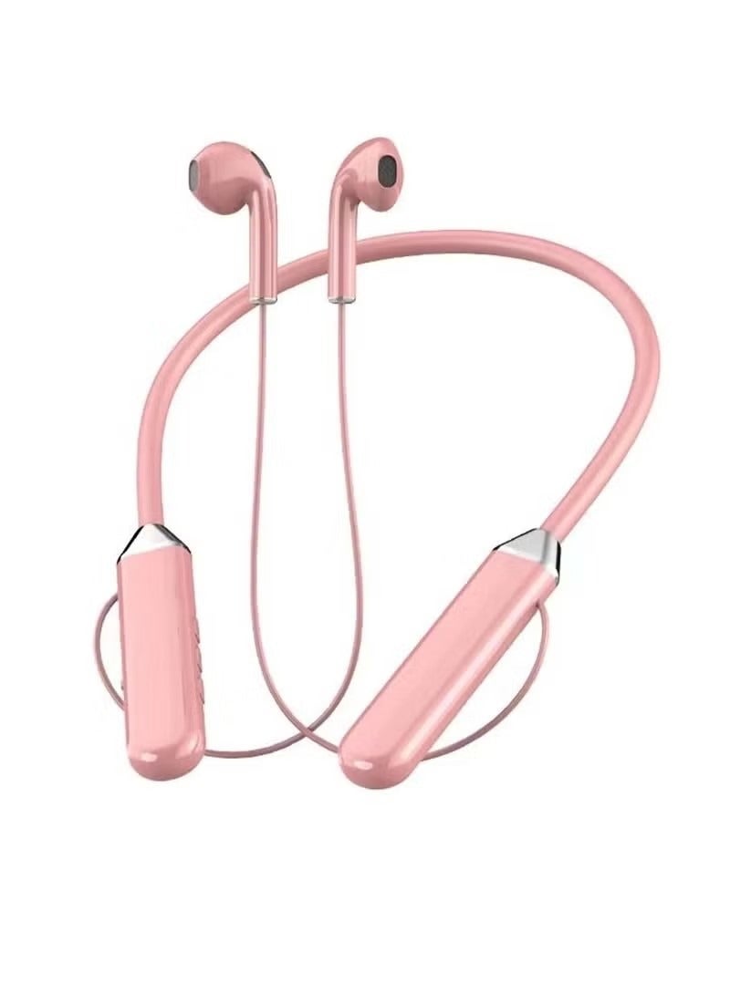 General New Sports Bluetooth Headset Hanging Neck Type Wireless Magnetic Suction Ear Type Universal Ultra-Long Battery Life Magnetic Suction Waterproof Headset Pink  - Image 1