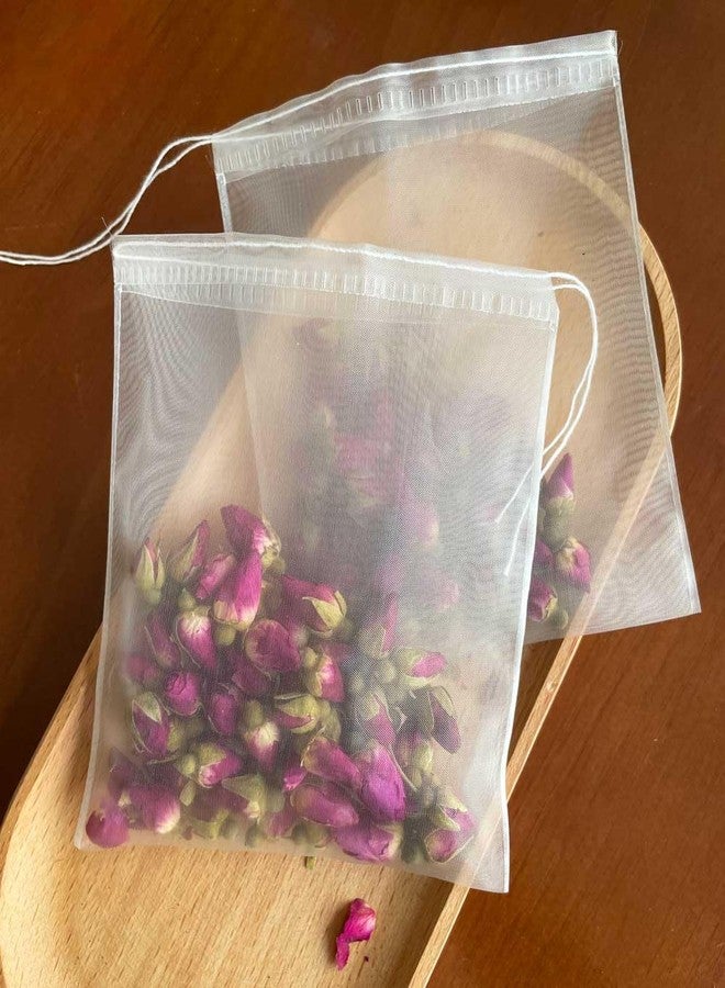 Insiswiner 100 Pcs Tea Filter Bags for Loose Tea Herb Spice Empty Mesh Small Drawstring Seal Infuser Strainer Bags (3.93x4.72inch) - Image 1