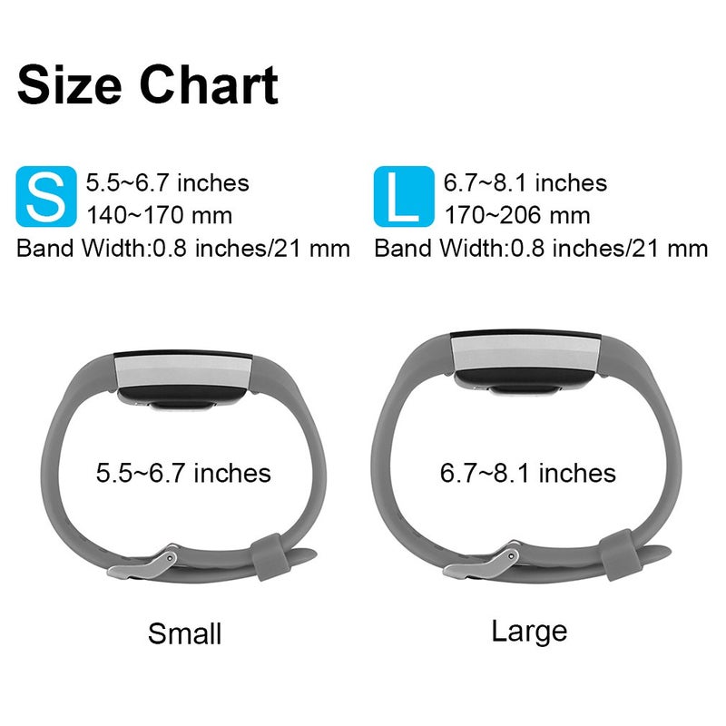 Mugust 3 Pack Sport Bands Compatible with Fitbit Charge 2 Bands Women Men, Adjustable Replacement Strap Wristbands for Fitbit Charge 2 HR Small Large (Small, Black/Gray/White) - Image 2