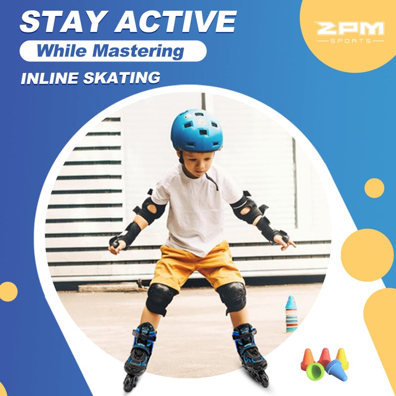2PM SPORTS Vinal Boys Adjustable Flashing Inline Skates, All Wheels Light Up, Fun Illuminating Skates for Kids and Men- Azure Small (11C-13C US) - Image 2