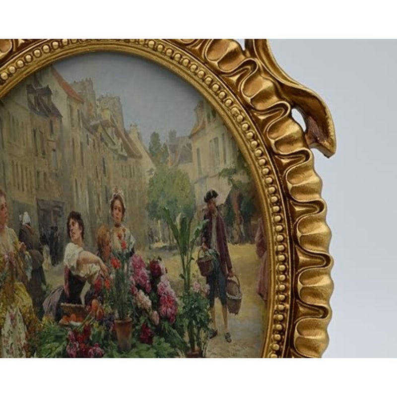 إطار صورة عتيق مقاس 12.5 × 17.2 سم مع زخرفة ذهبية إطار صورة معلق على الحائط على سطح الطاولة مع واجهة زجاجية لتزيين المنزل، أفكار هدايا V07-Retro Gold - Image 4