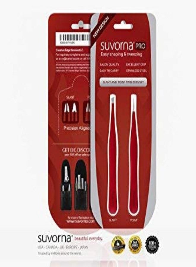 Suvorna Professional Tweezers for women facial hair - Sharp Pointed Tweezer & Slanted Eyebrow Tweezers for Women - Eyebrow Tweezer for Women, Lash tweezers and Splinter removal (4-inch size, Red - Image 4