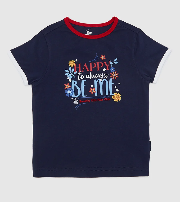 Happy To Be Me Ringer Printed T-Shirt