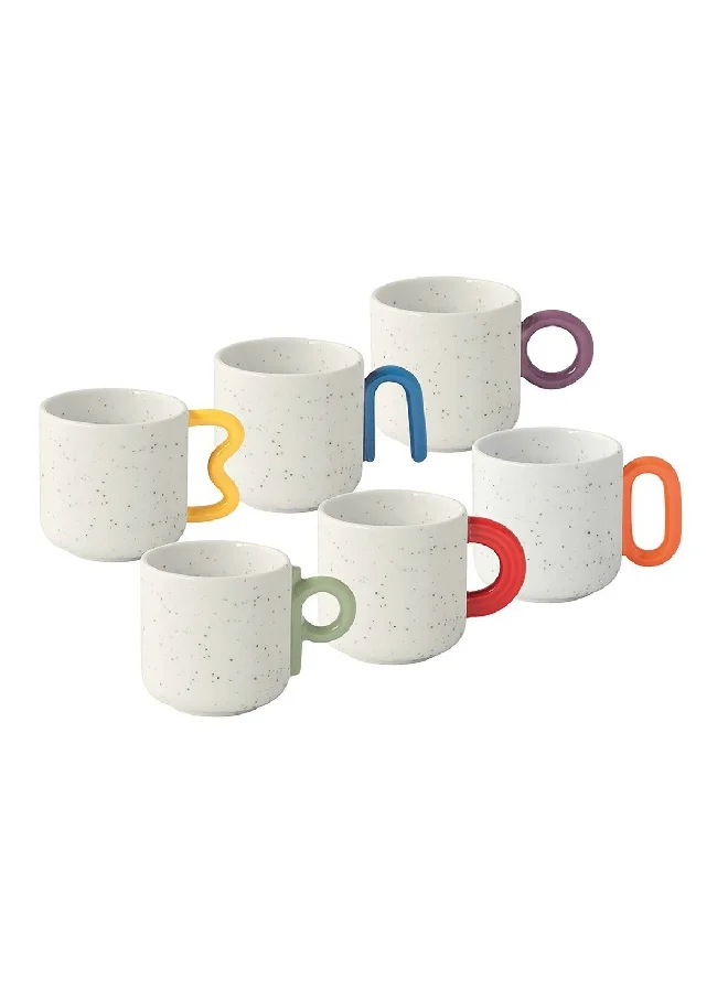 Easy Life 6-Piece Microwave and Dishwasher Safe Porcelain Coffee Mug Set Multicolor 100 ml R1742